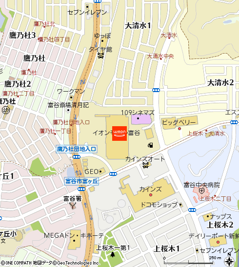 イオン富谷店付近の地図